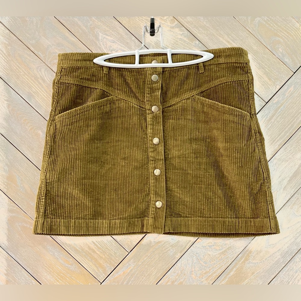 Madewell | Women’s Brown Corduroy Button Mini Skirt | Size 14